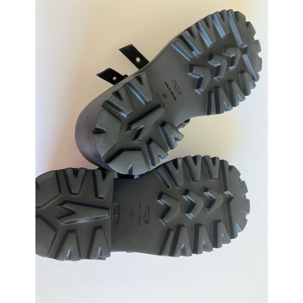 Maje Platform Babies with Silver Eyelets Shoes Black Size FR 40/ US 10 - Picture 7 of 7
